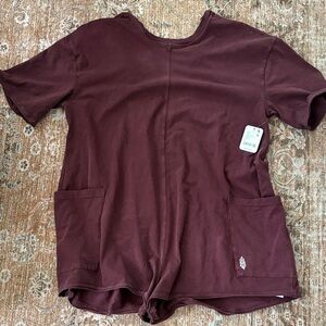 FP Movement by Free People Deep Maroon V-Neck romper